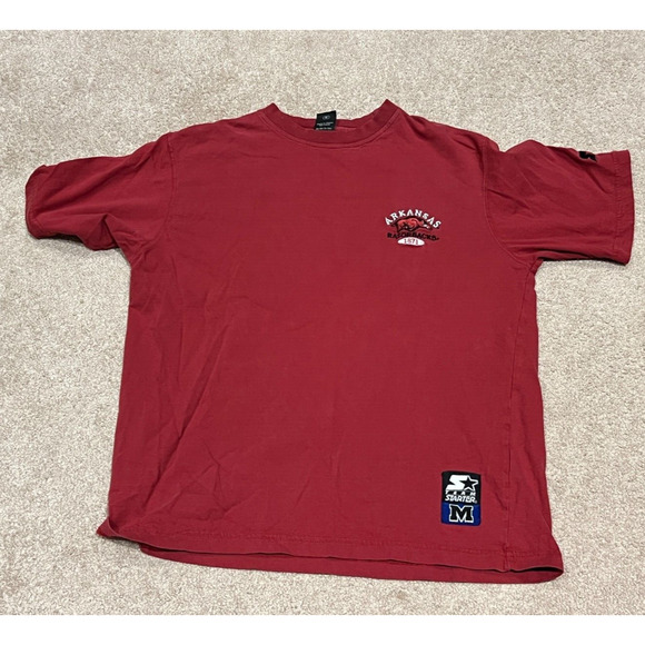 Vintage STARTER Red ARKANSAS RAZORBACKS Shirt Size M - Picture 1 of 4